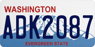 WA license plate ADK2087