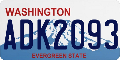 WA license plate ADK2093