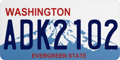 WA license plate ADK2102
