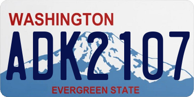 WA license plate ADK2107