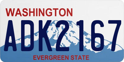 WA license plate ADK2167