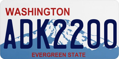 WA license plate ADK2200