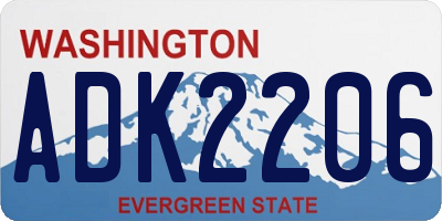 WA license plate ADK2206