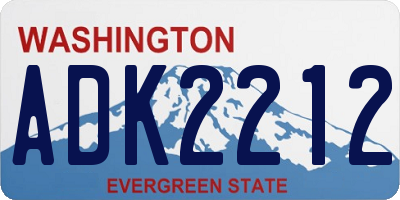 WA license plate ADK2212