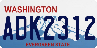 WA license plate ADK2312