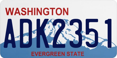 WA license plate ADK2351