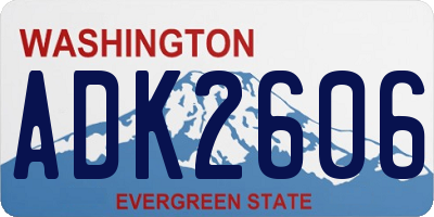 WA license plate ADK2606
