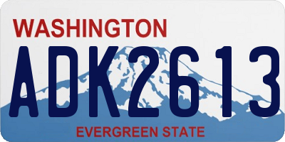 WA license plate ADK2613