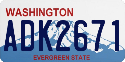 WA license plate ADK2671