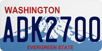 WA license plate ADK2700