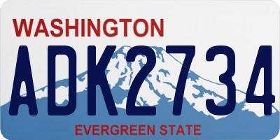 WA license plate ADK2734