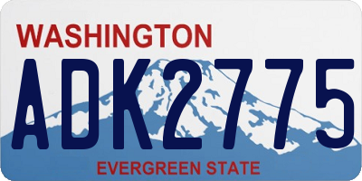 WA license plate ADK2775