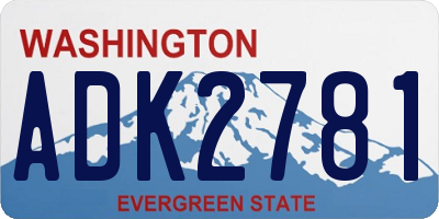 WA license plate ADK2781