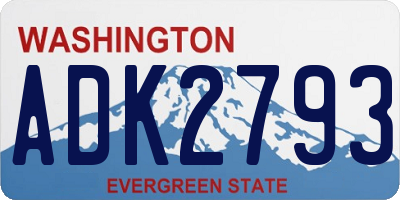 WA license plate ADK2793