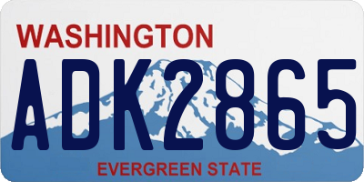 WA license plate ADK2865