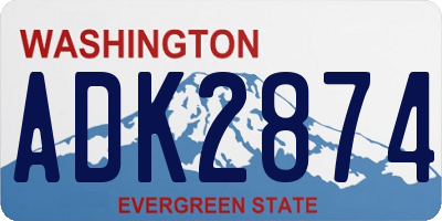 WA license plate ADK2874
