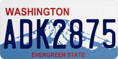 WA license plate ADK2875