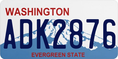WA license plate ADK2876