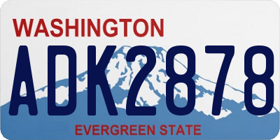 WA license plate ADK2878