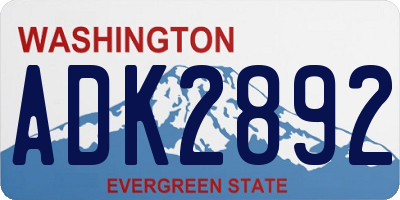 WA license plate ADK2892