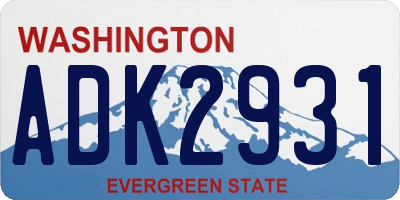 WA license plate ADK2931