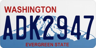 WA license plate ADK2947