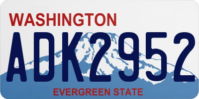 WA license plate ADK2952