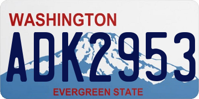 WA license plate ADK2953