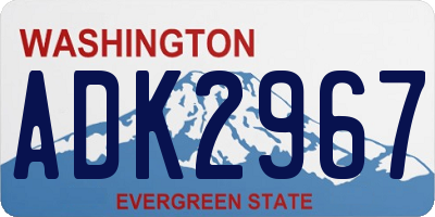 WA license plate ADK2967