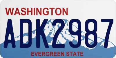 WA license plate ADK2987