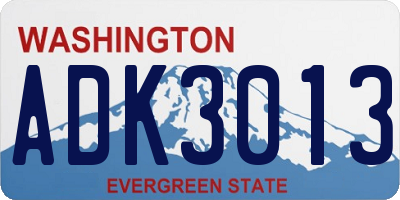 WA license plate ADK3013