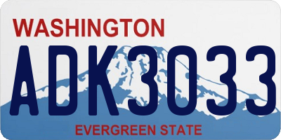 WA license plate ADK3033