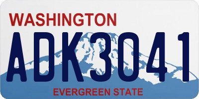 WA license plate ADK3041