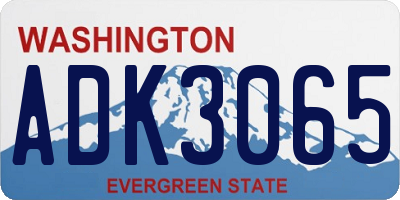 WA license plate ADK3065