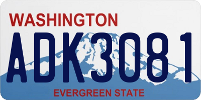 WA license plate ADK3081