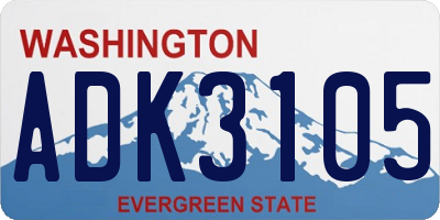 WA license plate ADK3105