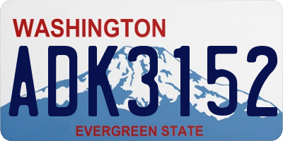 WA license plate ADK3152