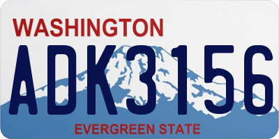 WA license plate ADK3156