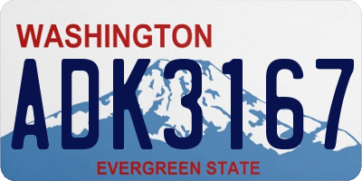 WA license plate ADK3167