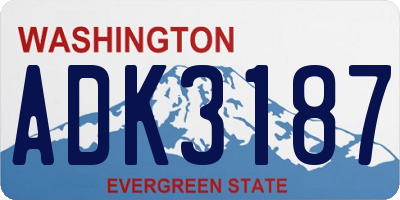 WA license plate ADK3187