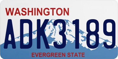 WA license plate ADK3189