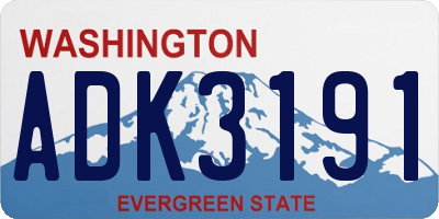 WA license plate ADK3191