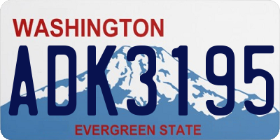WA license plate ADK3195