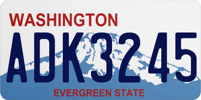 WA license plate ADK3245