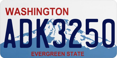 WA license plate ADK3250
