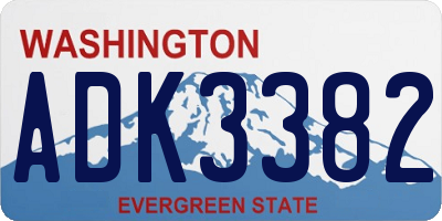 WA license plate ADK3382