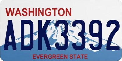 WA license plate ADK3392