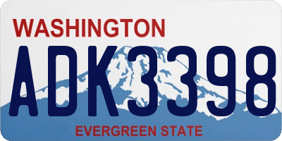 WA license plate ADK3398