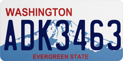 WA license plate ADK3463