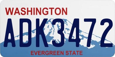 WA license plate ADK3472